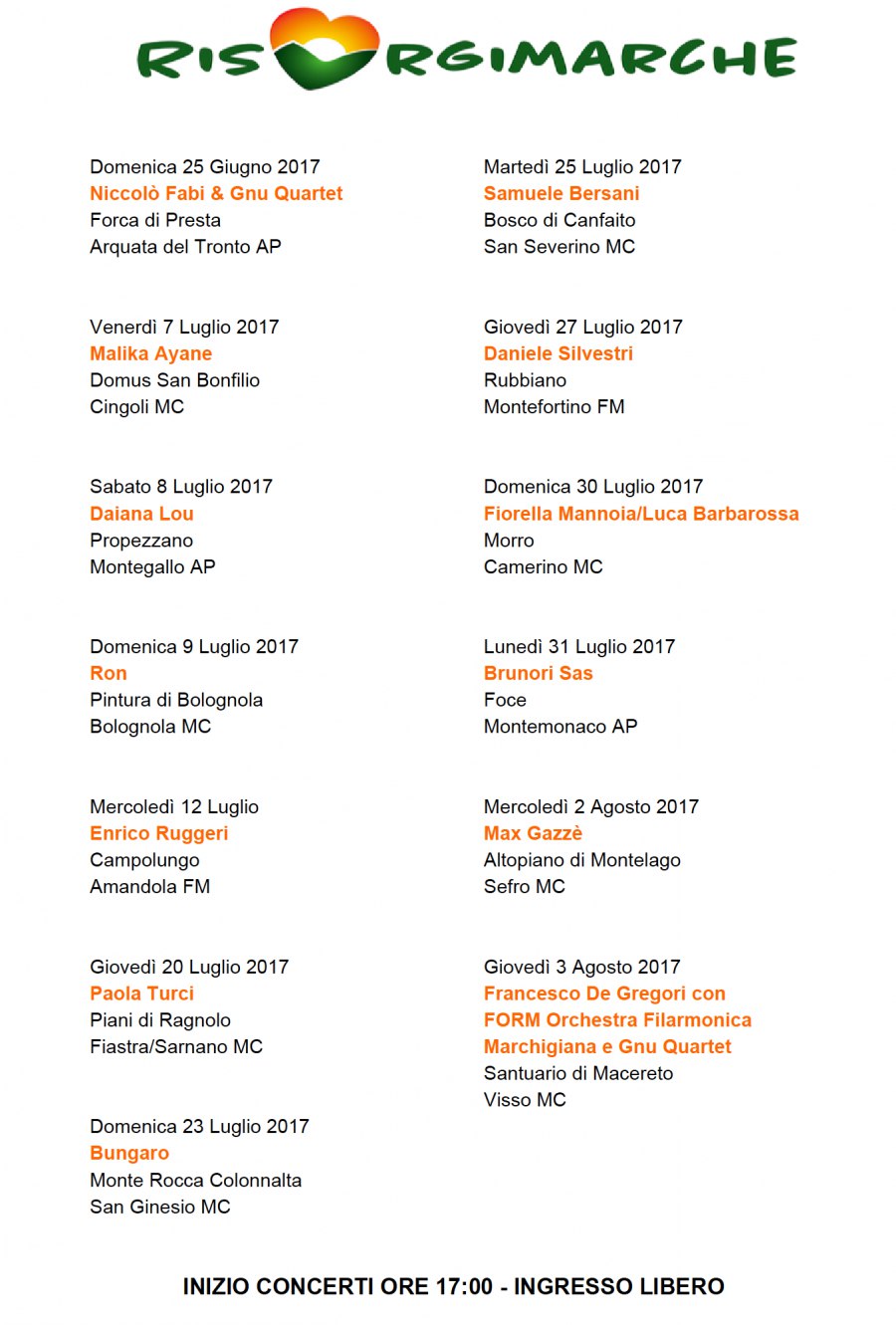 Fbt Supporta Risorgimarche Il Festival Per Riportare Entusiasmo Dopo Il Sisma risorgimarche calendario 2021